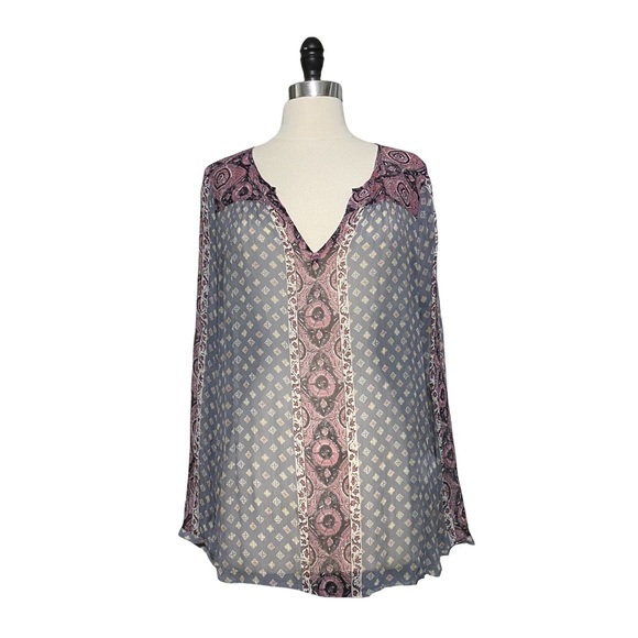 Lucky Brand Tops - Lucky Brand Sheer Patterned Blouse
